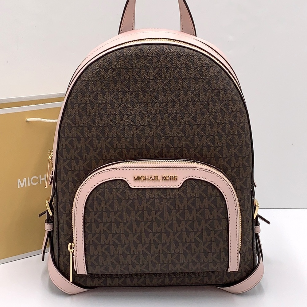 MICHAEL KORS JAYCEE MEDIUM ZIP POCKET BACKPACK POWDER BLUSH MULTI COLOR - Picture 4 of 16